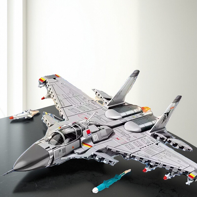 中国积木森宝军事歼15舰载战斗机