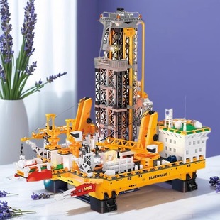 中国积木海上石油蓝鲸1号石钻井平台男孩子益智拼装玩具9135