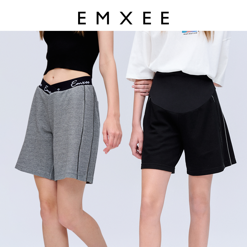 EMXEE嫚熙孕妇阔腿裤休闲短裤