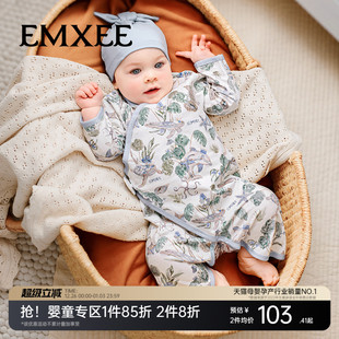 嫚熙果柔初生衣婴儿连体衣宝宝衣服新生儿爬服早秋蝴蝶衣丝柔棉