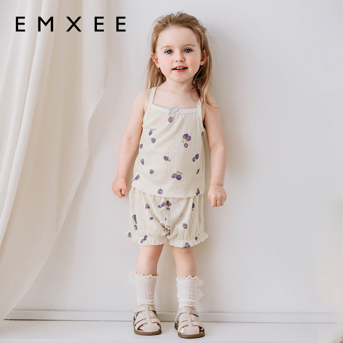 嫚熙童装莫代尔背心吊带儿童短裤女宝套装女童薄款婴儿无袖T恤夏