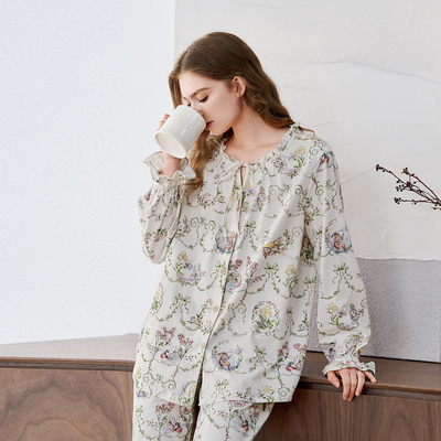 唐艺昕同款嫚熙秋冬纯棉吸汗月子服孕妇胸垫睡衣哺乳家居服9月份 — 4