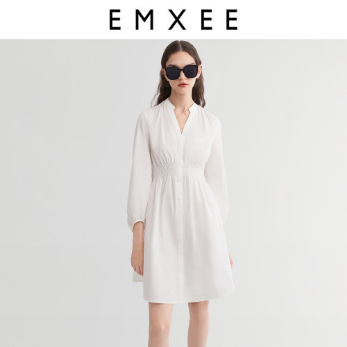 EMXEE/嫚熙V领孕妇连衣裙
