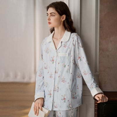 嫚熙四季款月子服孕妇睡衣怀孕早中晚期纯棉产后产妇家居服套装 — 2