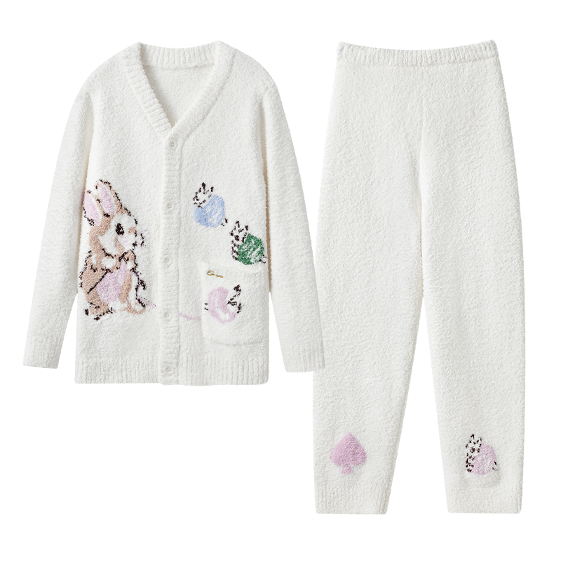 嫚熙秋冬季半边绒月子服孕妇哺乳睡衣产妇产后保暖加厚加绒家居服