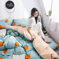 Bộ chăn ga gối cotton bốn mảnh, vải gió Bắc Âu, chăn mền che cho trẻ em ký túc xá 1,8 mét Giường bốn mảnh - Bộ đồ giường bốn mảnh bộ ga nệm