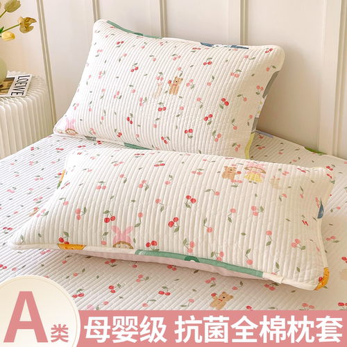 纯棉夹棉枕套一对加厚全棉枕芯套