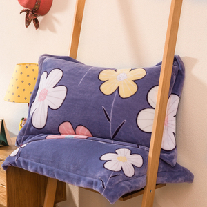 法兰绒枕套包邮一对装珊瑚绒枕头套冬季速热保暖儿童单人枕芯套女