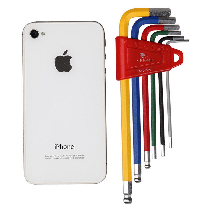 BIKEHAND 컬러 알렌 렌치 세트 자전거 수리 도구 6팩 YC-613-6C