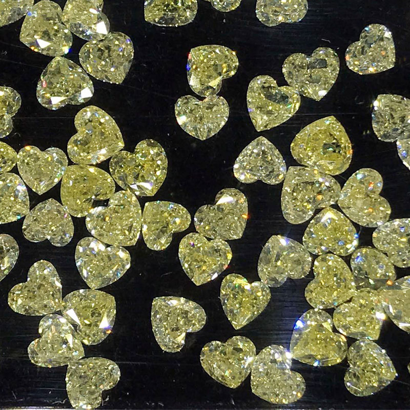 心形黄钻彩钻戒指黄钻戒指黄钻吊坠钻戒婚戒镶嵌定制裸钻8-18分