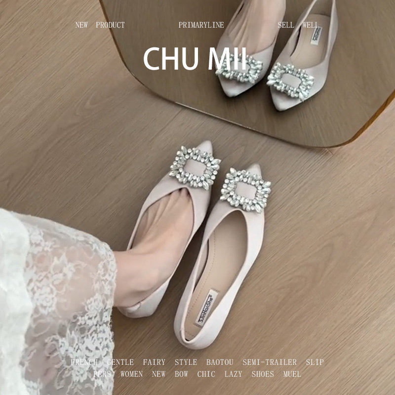 羊皮版！法式温柔水钻尖头瓢鞋女真皮平底单鞋配裙子软底玛丽珍鞋,女鞋,浅口单鞋,淘宝优惠券,粉丝福利购,淘宝优惠卷