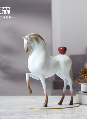 佐森马上平安铜马摆件招财吉祥物生肖工艺品客厅办公室装饰品轻奢