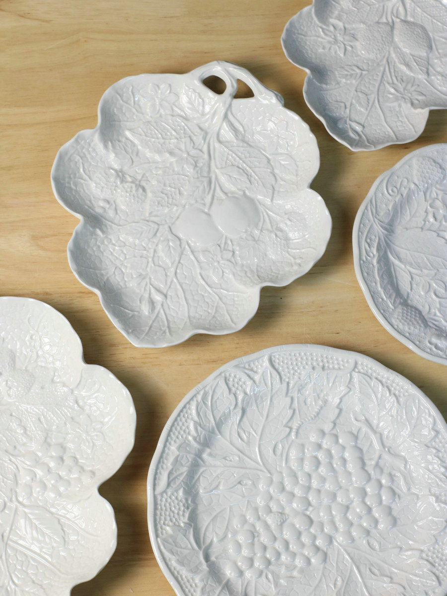 法式重工浮雕草莓葡萄陶瓷盘子家用意面沙拉水果碟子下午茶糕点盘