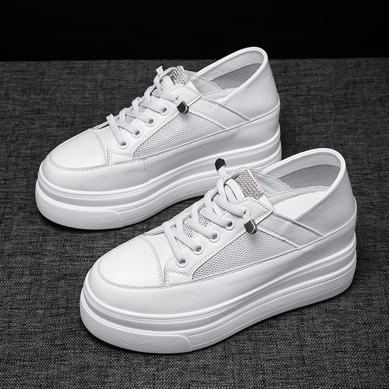 两穿踩脚小白鞋女2026新款夏季网面薄款透气小个子内增高厚底女鞋