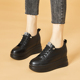 2025新款 冬季 小个子松糕鞋 黑色内增高女鞋 厚底9CM百搭加绒小黑鞋