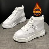 女2025新款 爆款 冬季 高帮鞋 内增高女鞋 厚底加绒保暖棉鞋 小白鞋