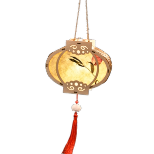 灯笼儿童手提古风汉服中式挂饰中秋草籽花灯手工diy材料包兔子灯