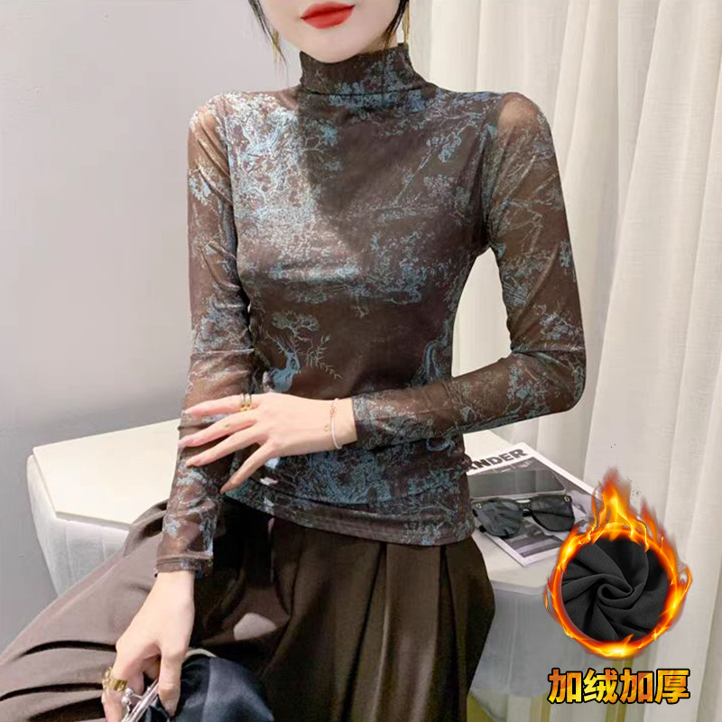 北方冬季保暖穿搭加绒堆堆领打底衫2025感减龄上衣1210r