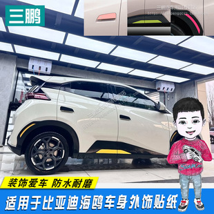 专用于比亚迪海鸥车贴车身饰条轮毂拉手中网轮眉尾翼装饰改装贴纸