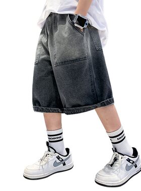 男童牛仔短裤渐变男孩五分裤子
