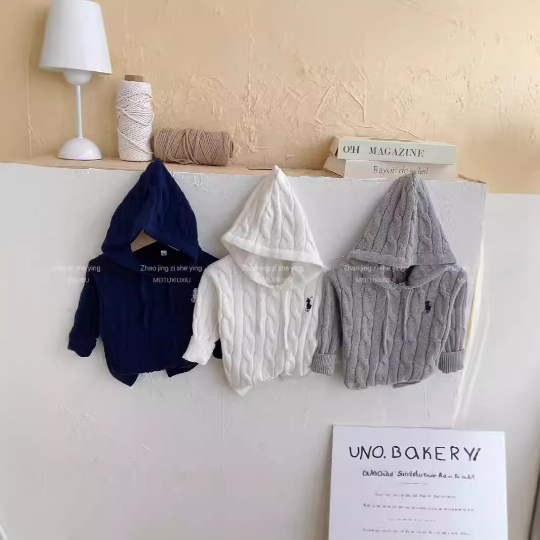 儿童针织连帽套头毛线衫休闲百搭