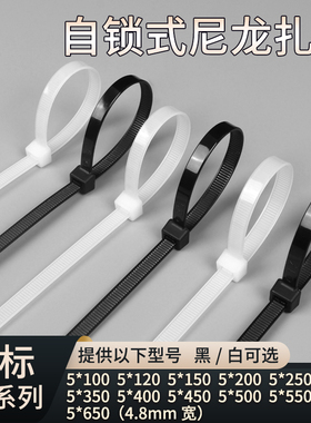 环保自锁式尼龙扎带国标5*100120 150 200300 650宽度4.8mm捆绑带