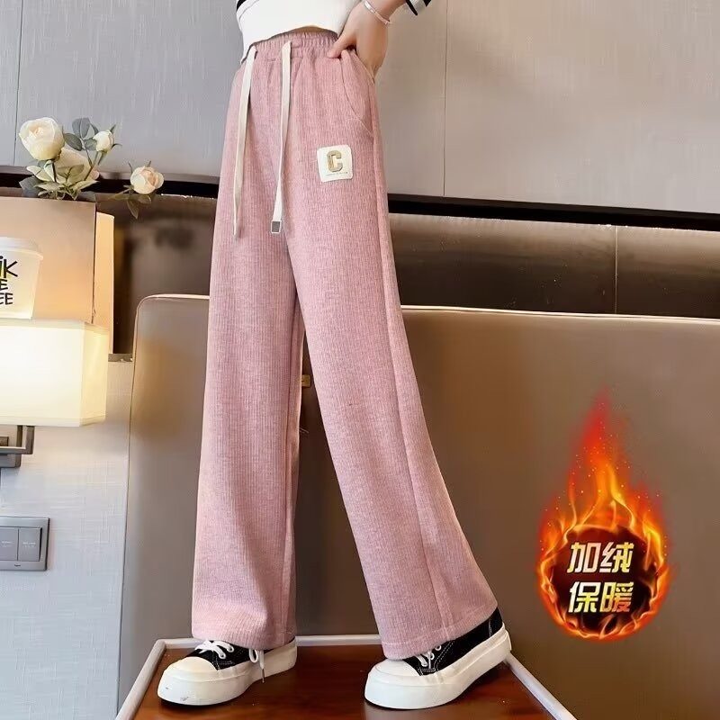 女童粉色裤子秋冬季中大童女孩加绒加厚直筒裤儿童冬装一体绒保暖,童装/婴儿装/亲子装,裤子,淘宝优惠券,粉丝福利购,淘宝优惠卷