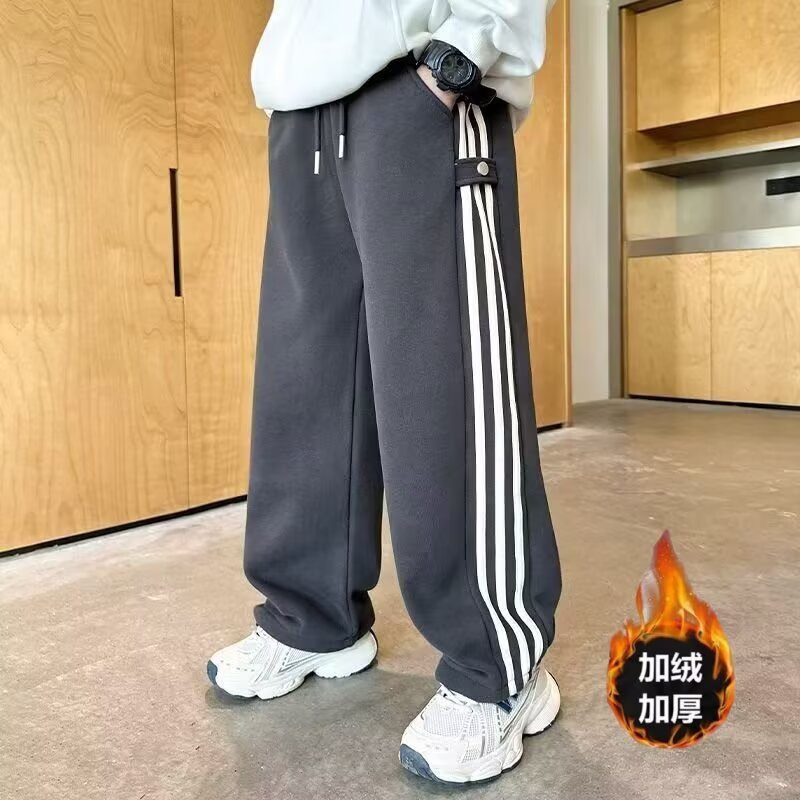 男童裤子秋冬加绒保暖休闲运动裤