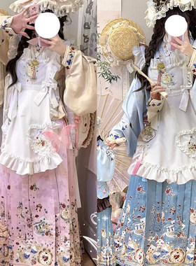 汉洋折衷服明制汉服女交领琵琶袖洛丽塔套装秋冬可爱甜美日常lo裙