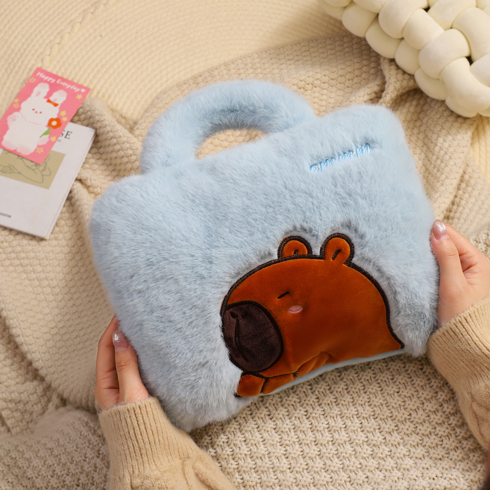 可爱毛绒热水袋电保暖袋充电防爆暖水袋暖宝宝电暖宝热宝床上暖脚