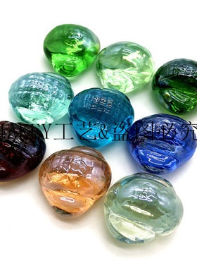500克包邮玻璃海螺装饰石头五彩透明玻璃石玻璃球石子弹珠弹球