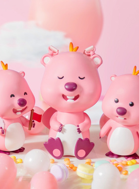 万达正版 zanmang loopy粉色海狸露比造型杯水杯吸管杯子爆米花桶