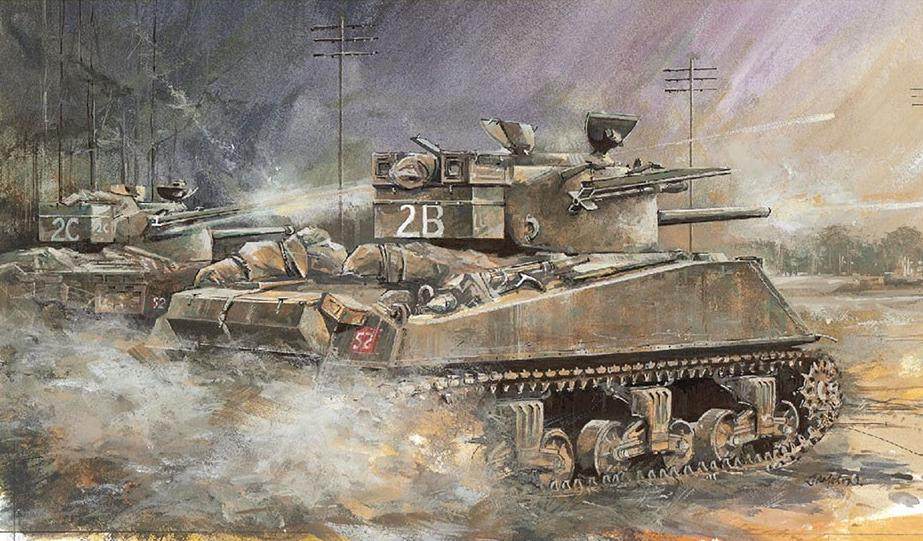 威龙 6405 二战英国m4a4谢尔曼战车搭载60磅火箭弹"郁金香"