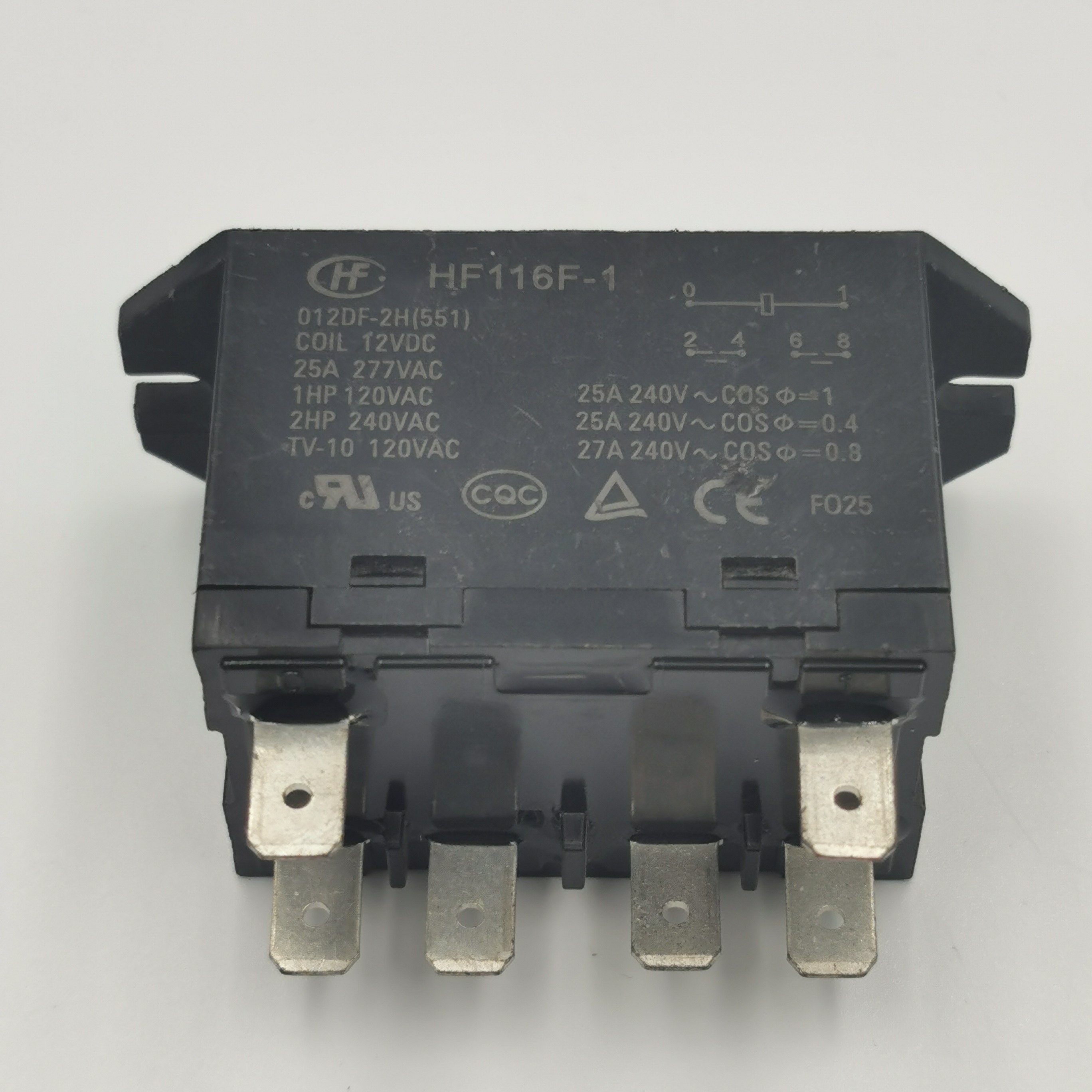 宏发继电器 HF116F-1-012DF-2H两组常开6脚25A277VAC JQX-116F-1