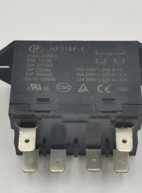 宏发继电器 HF116F-1-012DF-2H两组常开6脚25A277VAC JQX-116F-1