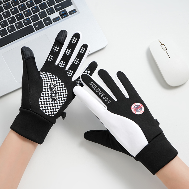 冬季保暖手套男女情侣防水加绒防风户外防滑触屏漏指摩托开车骑行