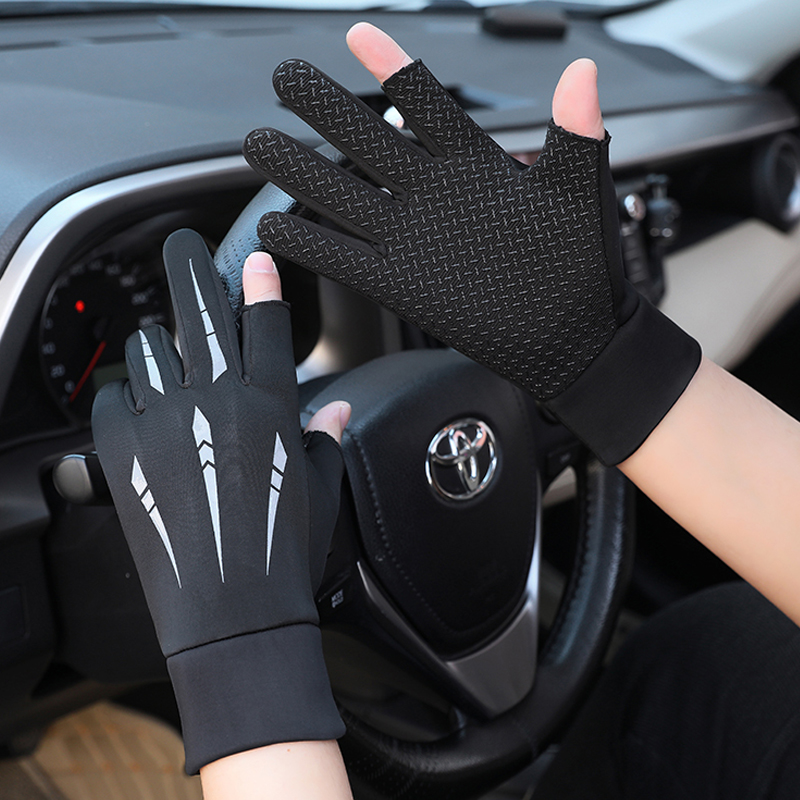 户外骑行手套男冬季外卖钓鱼漏指