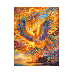 凤凰涅槃十字绣2025新款客厅玄关手工自己绣好寓意中国风卧室刺绣