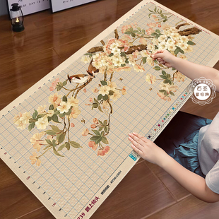 新中式花鸟图十字绣2025新款客厅手工自绣喜上眉梢国风高级感刺绣