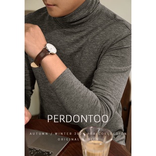 T恤厚款 羊毛蚕丝双面绒高领打底衫 男秋冬内搭保暖自发热堆领长袖