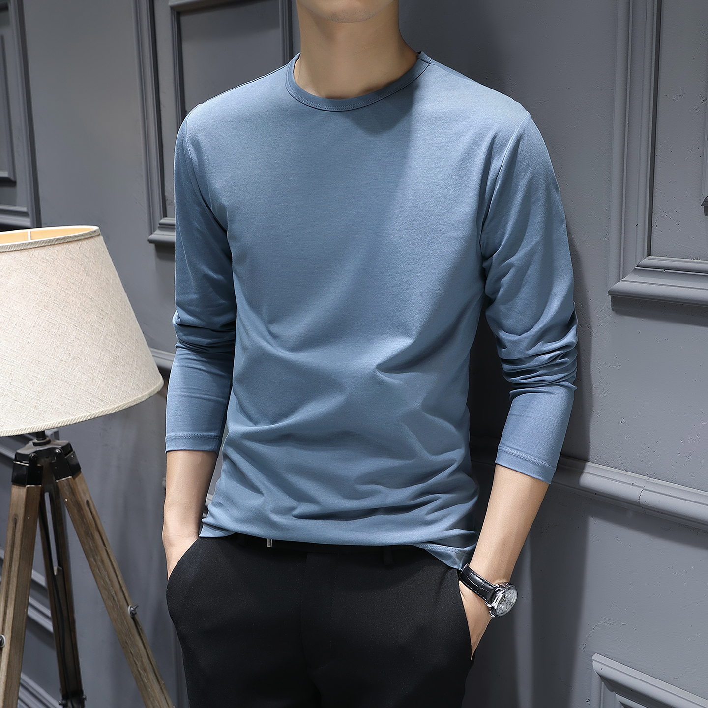 莫代尔薄款纯色内搭秋装长袖t恤