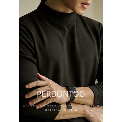 羊毛桑蚕丝半高领打底衫男秋冬