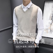 针织背心马甲2026秋冬季 保暖无袖 毛衣修身 男士 坎肩打底衫 v领线衣