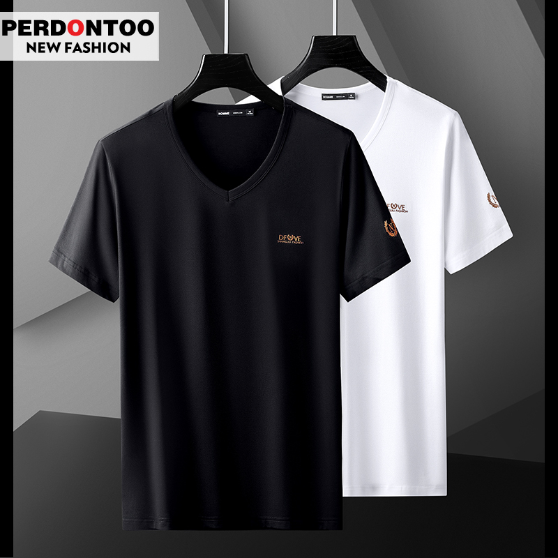 莫代尔冰丝短袖t恤男装2022简约