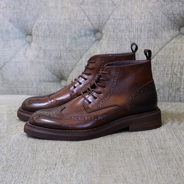 圣尼约德复古布洛克雕花真皮鞋