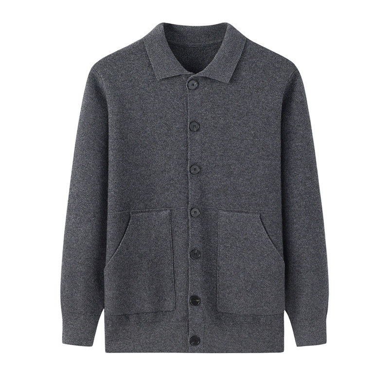 내몽고 가을 겨울 캐시미어 스웨터 남성용 두꺼운 카디건 라펠 단추 재킷 스웨터 중년 및 노인을위한 니트 스웨터