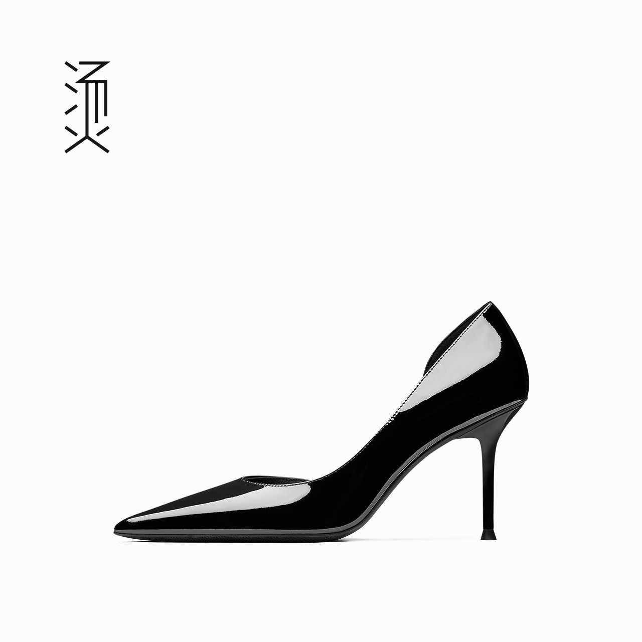 烫社交女鞋黑色漆皮亮面侧空细高跟2026夏季新款性感百搭职业单鞋