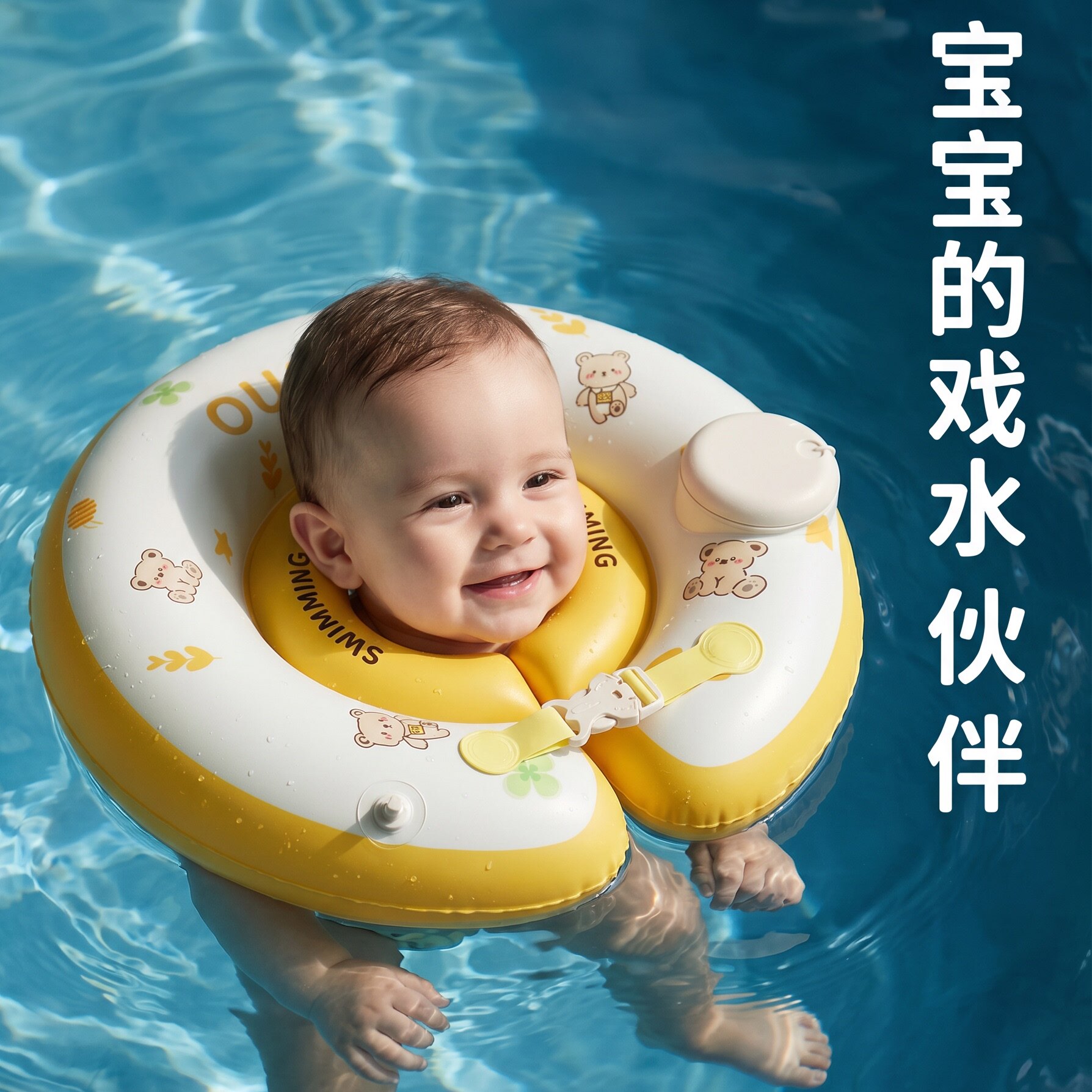 婴儿游泳圈小月龄0-6个月以上宝宝专用脖圈加厚新生儿洗澡家用