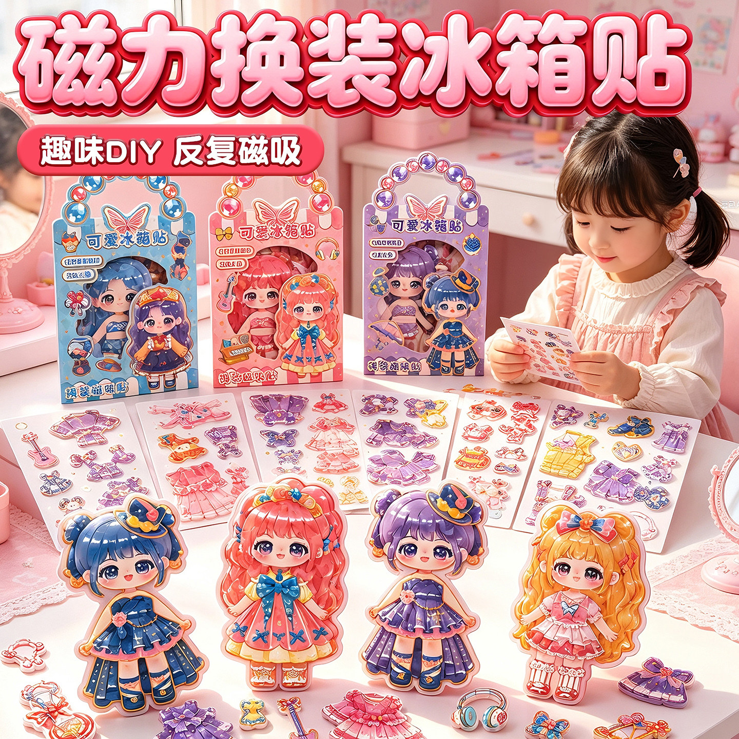 磁吸公主换装磁力贴纸儿童diy制图片