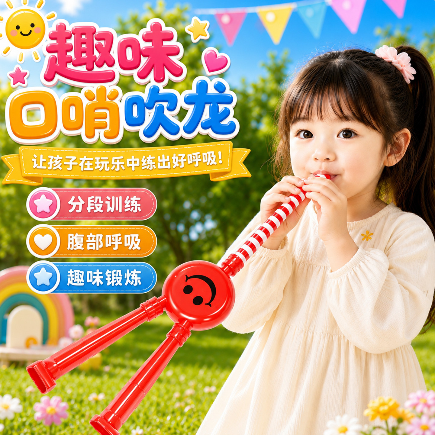 吹龙口哨儿童吹吹卷伸缩哨子玩具吹气喇叭3到6个月婴幼儿口肌训练